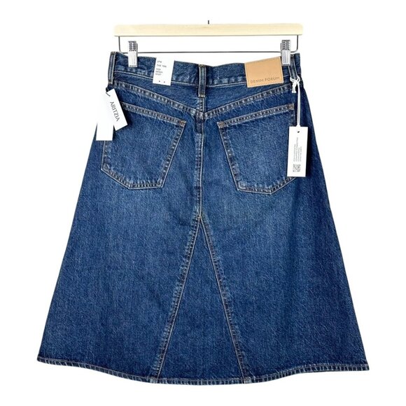 Denim Forum 90s Midi Denim Skirt Be About Dark Bleu Wash - Picture 6 of 15